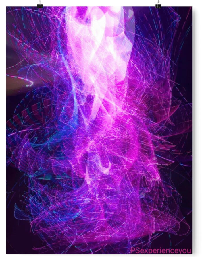 $20 Poster 18"w x 24"h Princess Sara captured dancing with her light whips. These matte vertical posters are made with museum-grade paper (175gsm fine art paper), these posters translate into exquisite décor.