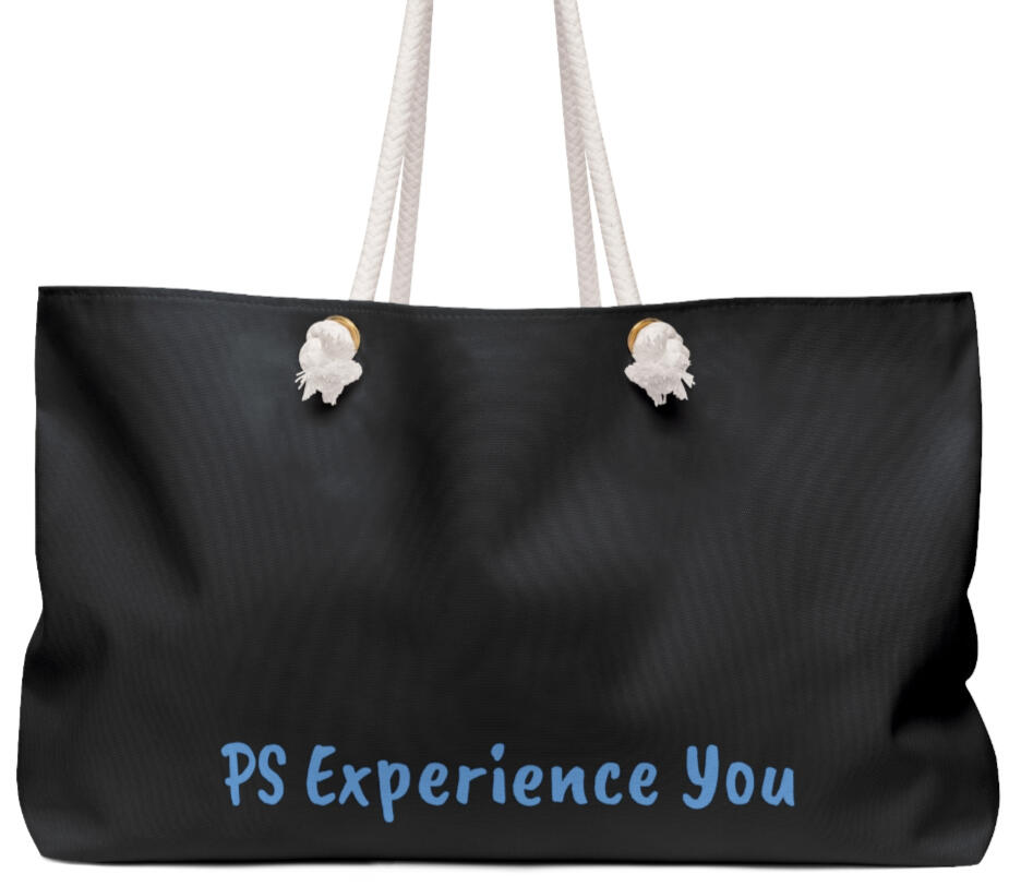 $45 weekender bag. The wide-mouthed, durable bag holds a generous amount of personal items and is easily held by its thick rope handles. It is made of 100% Spun Polyester and has a Cream sheeting interior lining. One size: 24" x13"