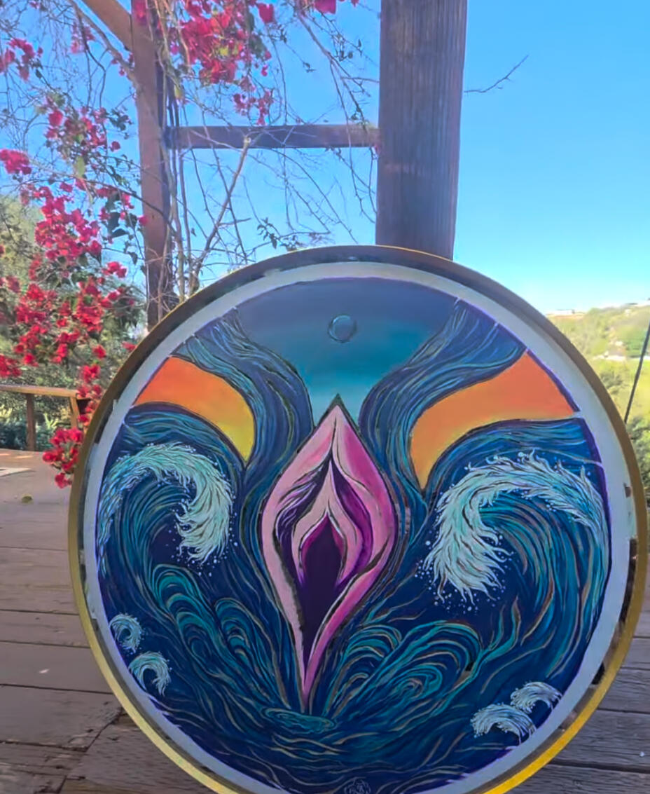 PS Experience You Logo: Acrylic painted on mirror, then hand-carved to reveal the mirror beneath, allowing you to see your own reflection within the piece.